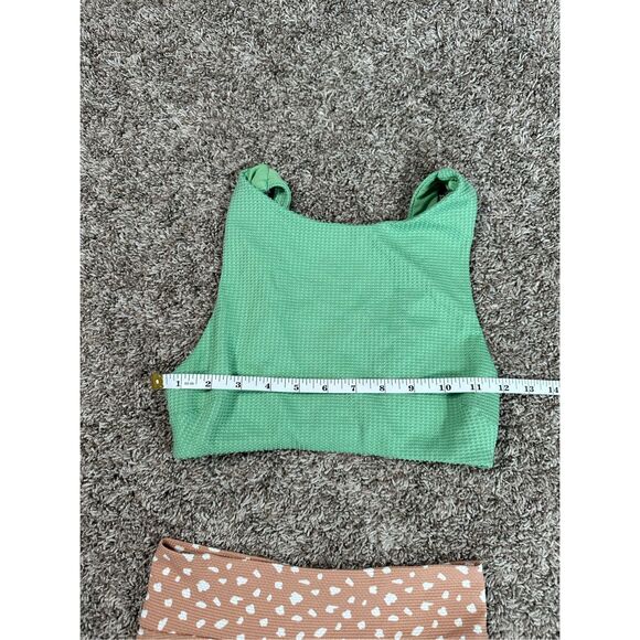 aerie bikini swimwear set waffle knit high cut cheeky bottoms high neck top XS - Picture 7 of 10